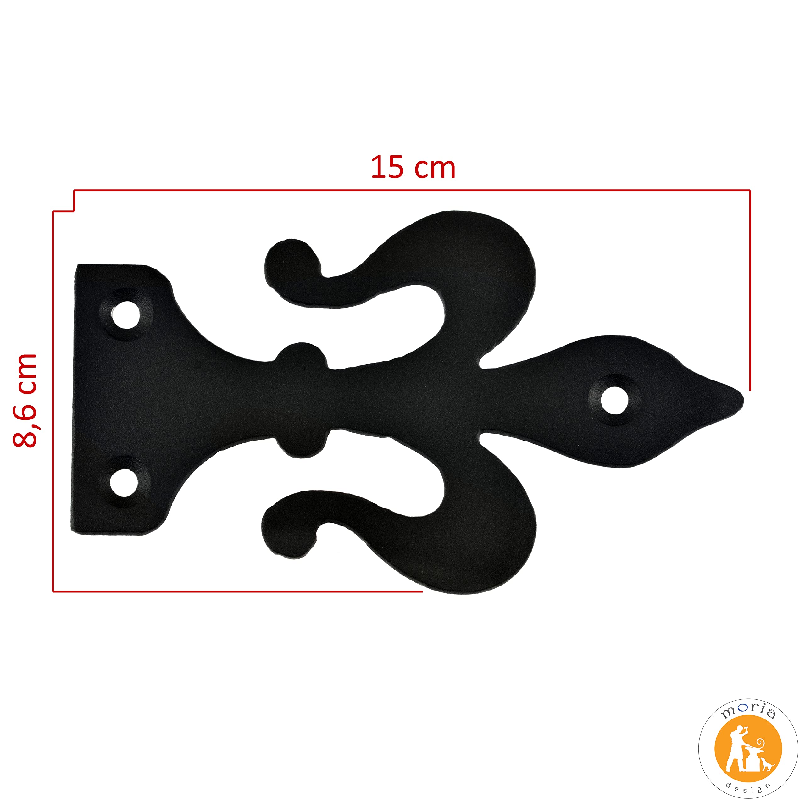 Cerniera Finta MORIA DESIGN 35x70 Mm – Per Cassettiere E Mobili In Legno, Verniciata A Polvere, Colore Nero