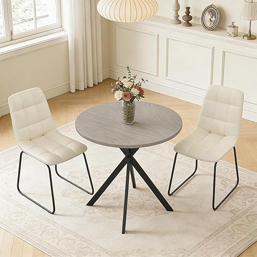 Juego de 2 sillas redondas de mesa de comedor de 31.5 pulgadas para 2, juego de sillas de mesa de comedor pequeñas que ahorran espacio, juegos de