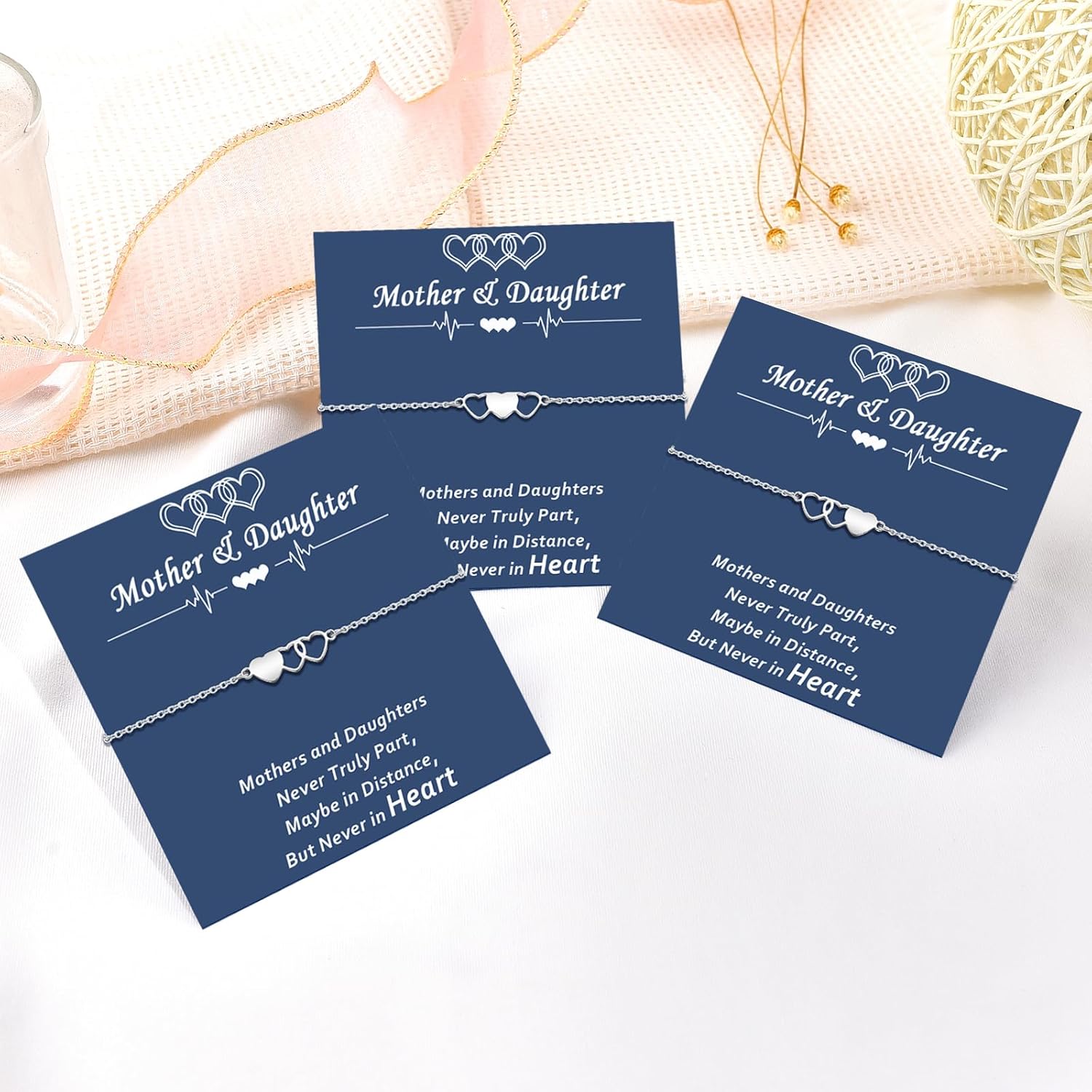 2/3/4/5 Pcs Mother Daughter Bracelets Set Birthday Valentines Day Gifts for Her Grandma Granddaughter Aunt Niece Gifts Mommy and Me Sister Matching Wish Bracelets - Image 3