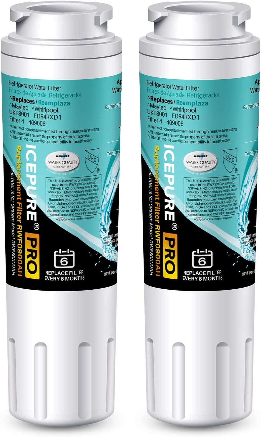 ICEPURE PRO UKF8001 NSF401&473&53&42 Certified Replacement Everydrop EDR4RXD1