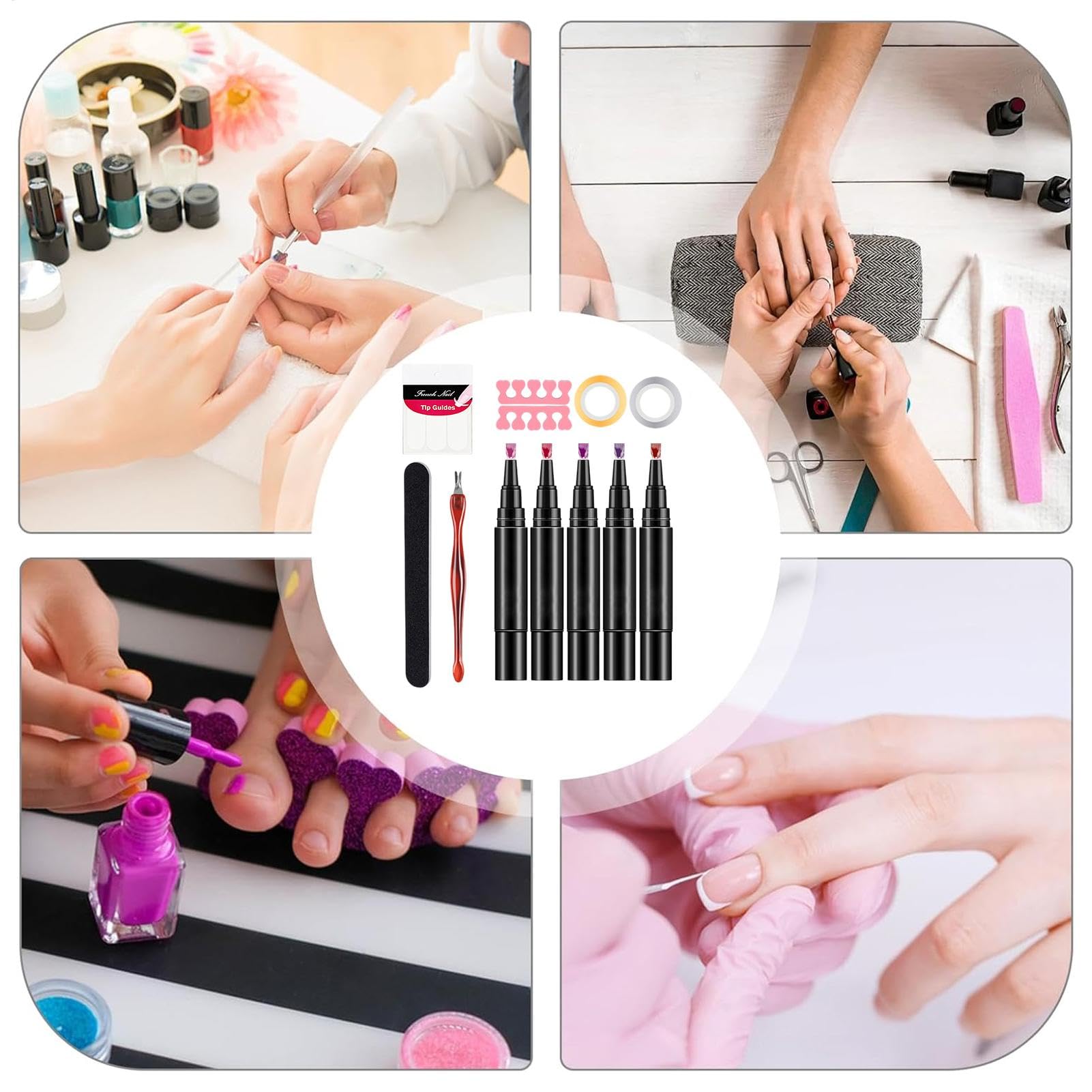 Set Di Per Smalto Per Unghie - Set Di Smalto Per Unghie | Pensi Di Smalto Per Unghie 5x, Strato Superiore Di Base Di Gel, Kit Di Smalto Gel Adatto Per La Casa, Sale
