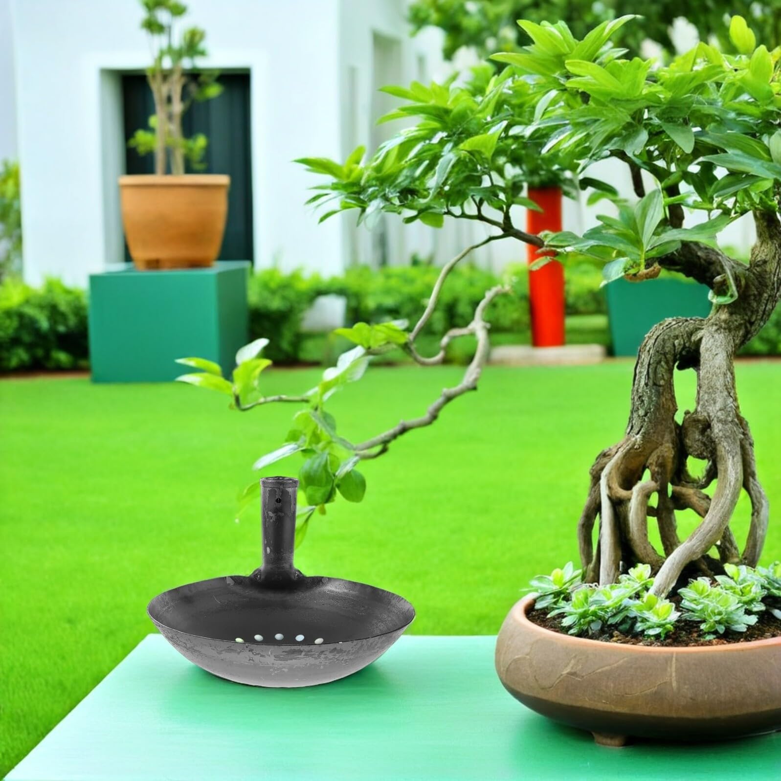 HOMSFOU Eisenschaufel mit Loch 24cm Robuste Gartenschaufel für Kanalreinigung Dachrinnen und Abflussreiniger Ergonomischer Griff Geeignet für Landwirtschaft und Garten