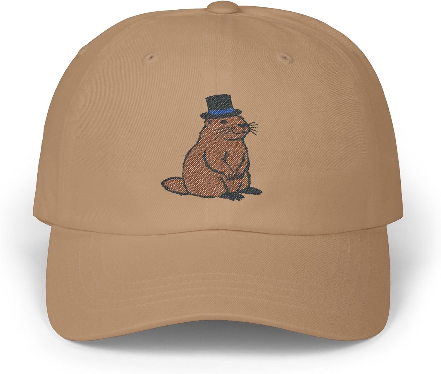 DONWILLISJRART Groundhog with Top Hat Embroidered Classic Baseball Cap, Animal Lover Gift