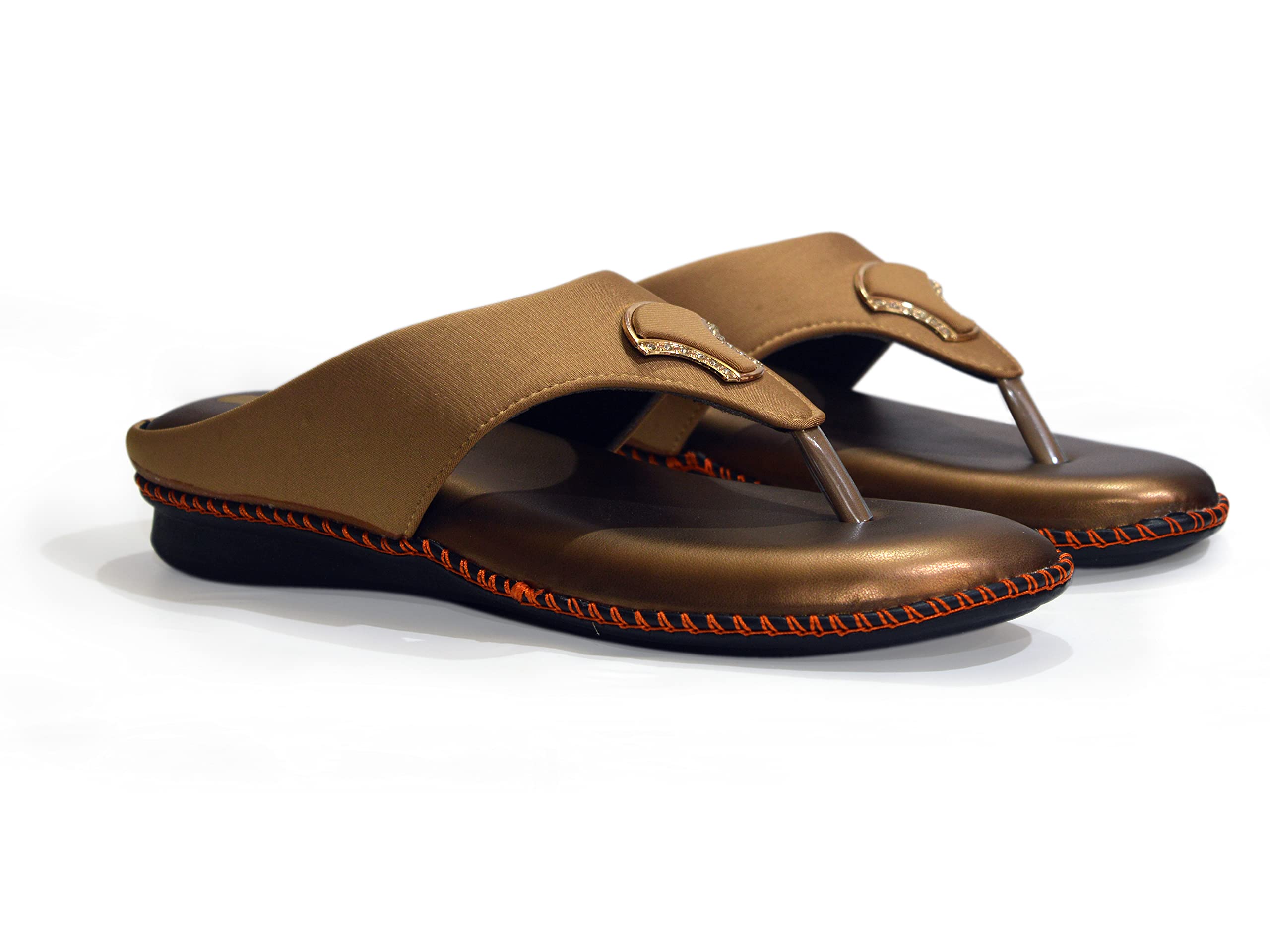 Feetway Extra Soft Pain Relief Fancy Shinning Doctor Designer Perfect Fitting for House Use and Casual New Model Ortho Soft Ladies Chappal Women Flat Designer Slippers (Golden: 5UK) (B09BM9DR3Z) Amazon Price History, Amazon Price Tracker