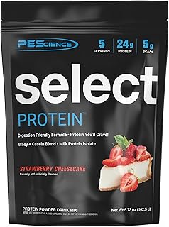 PEScience Select Protein Powder, Whey and Casein Blend, Clean Protein Powder for Women and Men, Low Calorie, Low Carb, Keto Friendly, Gluten Free - Strawberry Cheesecake - 5 Servings