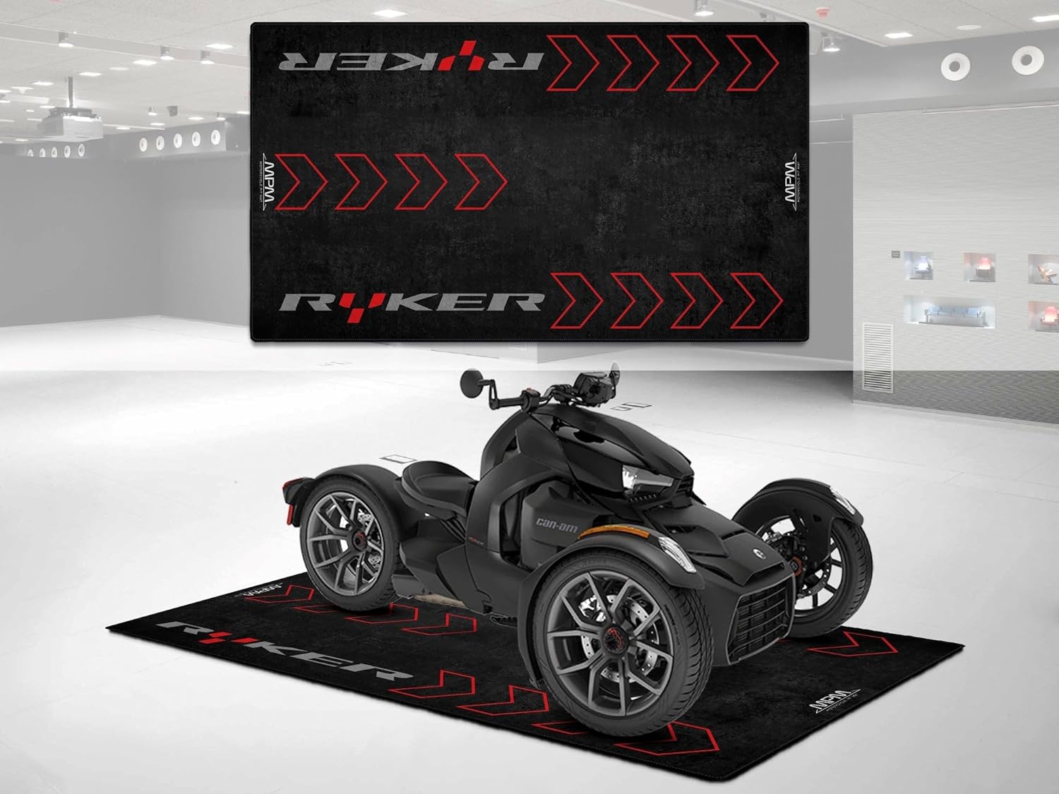 Garage Mat for Can-Am Ryker Motorcycle Model, Parking mat, Pit Mat, Washable Non-Slip Garage and Showroom Floor Carpet-Rug(110.2 x 63/280 x 160cm)