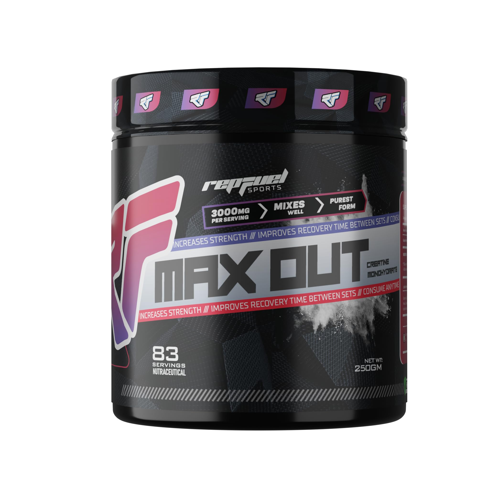 Repfuel Sports Max Out Creatine Monohydrate Powder(250g,83 Servings) | Unflavoured | 3g Creatine per serve | Fuels Your Daily Performance Need | Increases Strength | Improves Recovery Time (B0CNLHS9BB) Amazon Price History, Amazon Price Tracker
