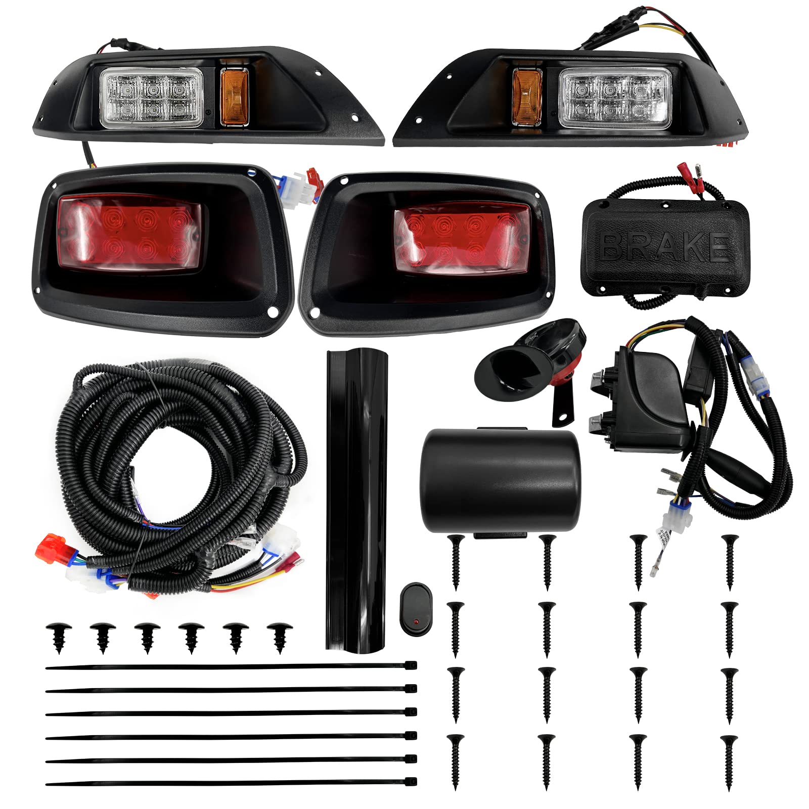 Photo 1 of Blrack 12V Deluxe LED Light Set Compatible With 1996-2013 Golf Cart EZGO TXT Headlight Taillight Brake Light Horn Turn Signal Assembly