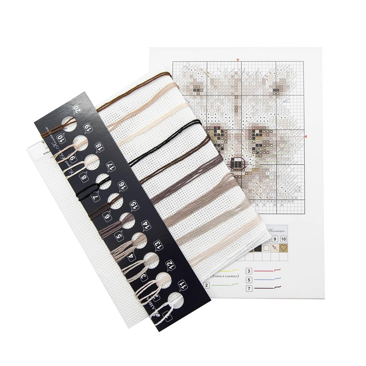 Alisa Raccoon Cross-Stitch Kit - 14 Count Aida Canvas With Threads & Needle For Beginners