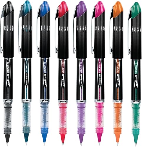 Vista 3 de uni-ball Vision Elite 58092PP- Bolígrafos de micropunta redonda (1/64 de pulgada), colores surtidos, 8 unidades Negro