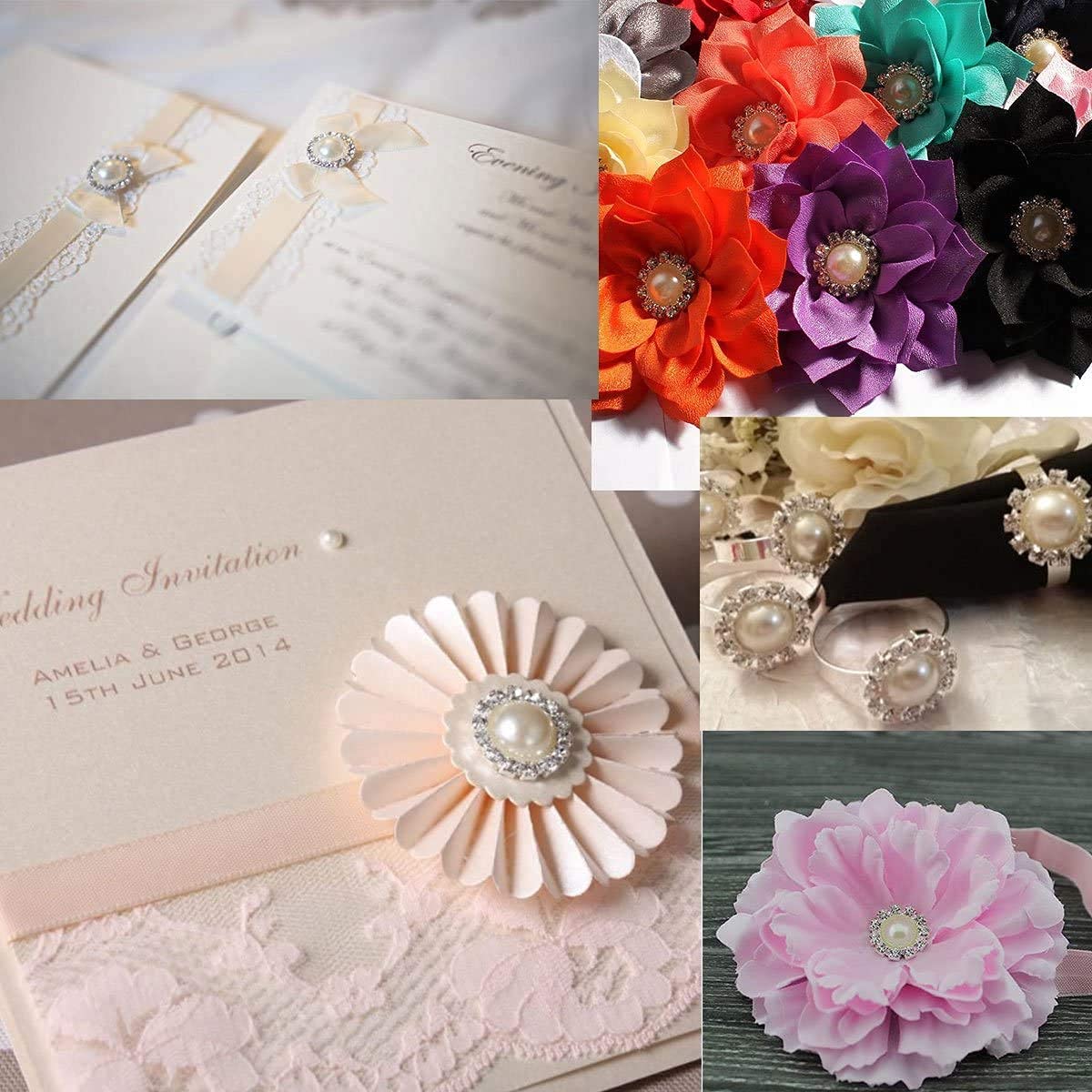 Perline Fiore Con Strass - 9 Pezzi Per Decorazione Fai Da Te, Gioielli, Abiti E Accessori - Foto 8