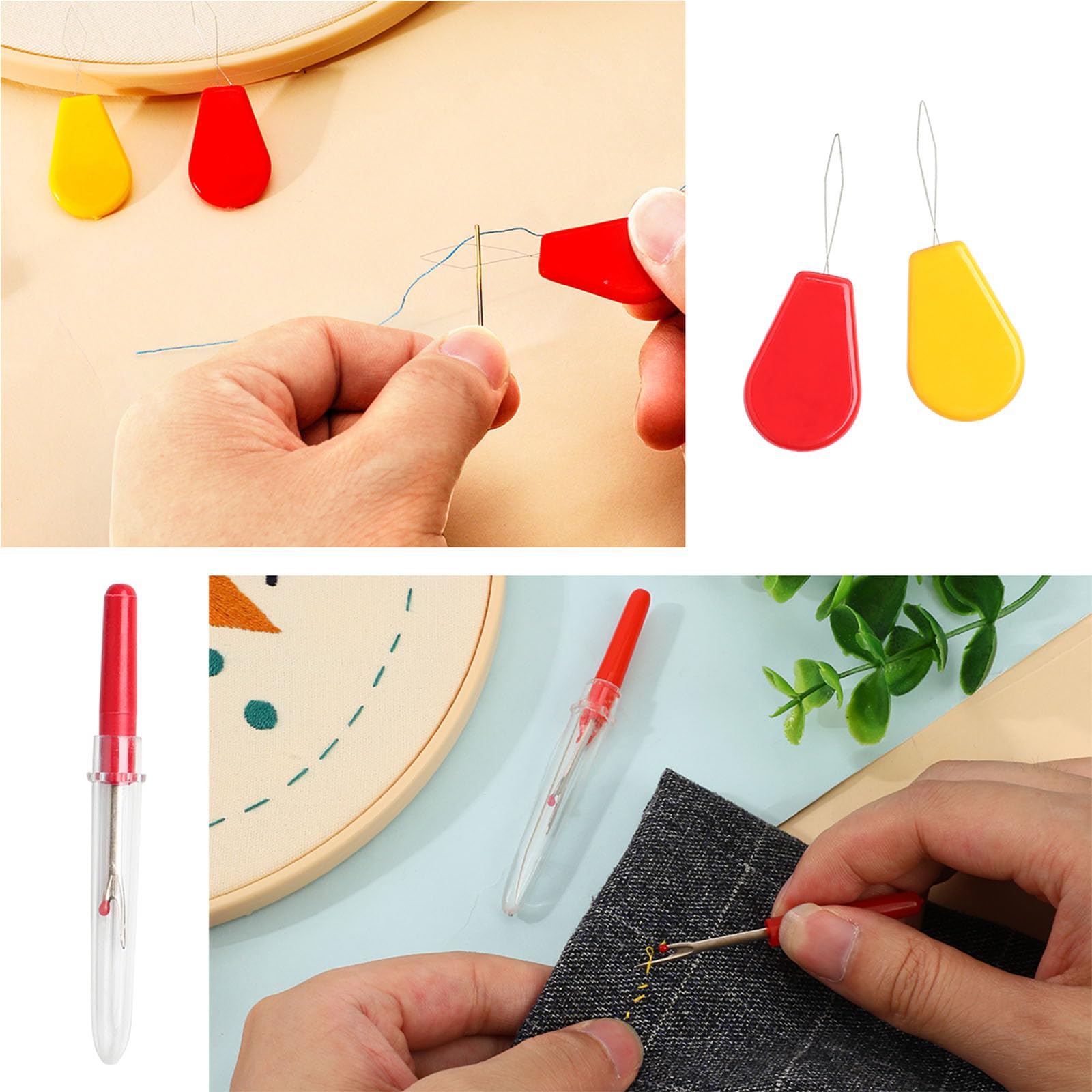 Lerpwige Set di 100 fili da ricamo colorati e strumenti per maglieria, con cerchio per progetti artigianali per esperti, filato morbido