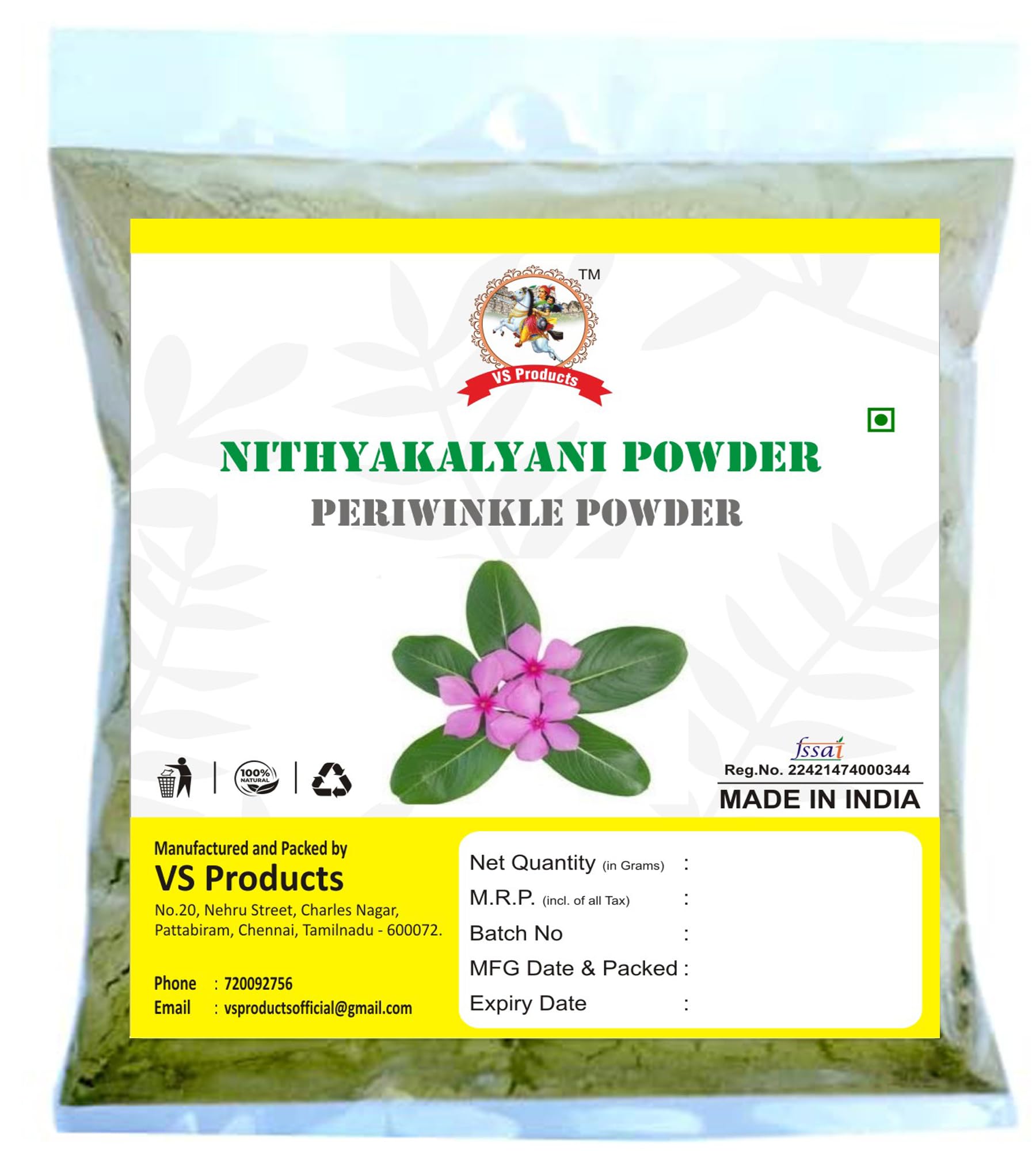 VS Products NithyaKalyani Powder, 550g, Periwinkle Powder, Sadabahar Powder, Catharanthus Roseus, Old Maid Flower, Annual Vinca, Madagascar Powder, (pack of 5 x 100g, pack of 1 x 50g) (B09FPMG5DZ) Amazon Price History, Amazon Price Tracker