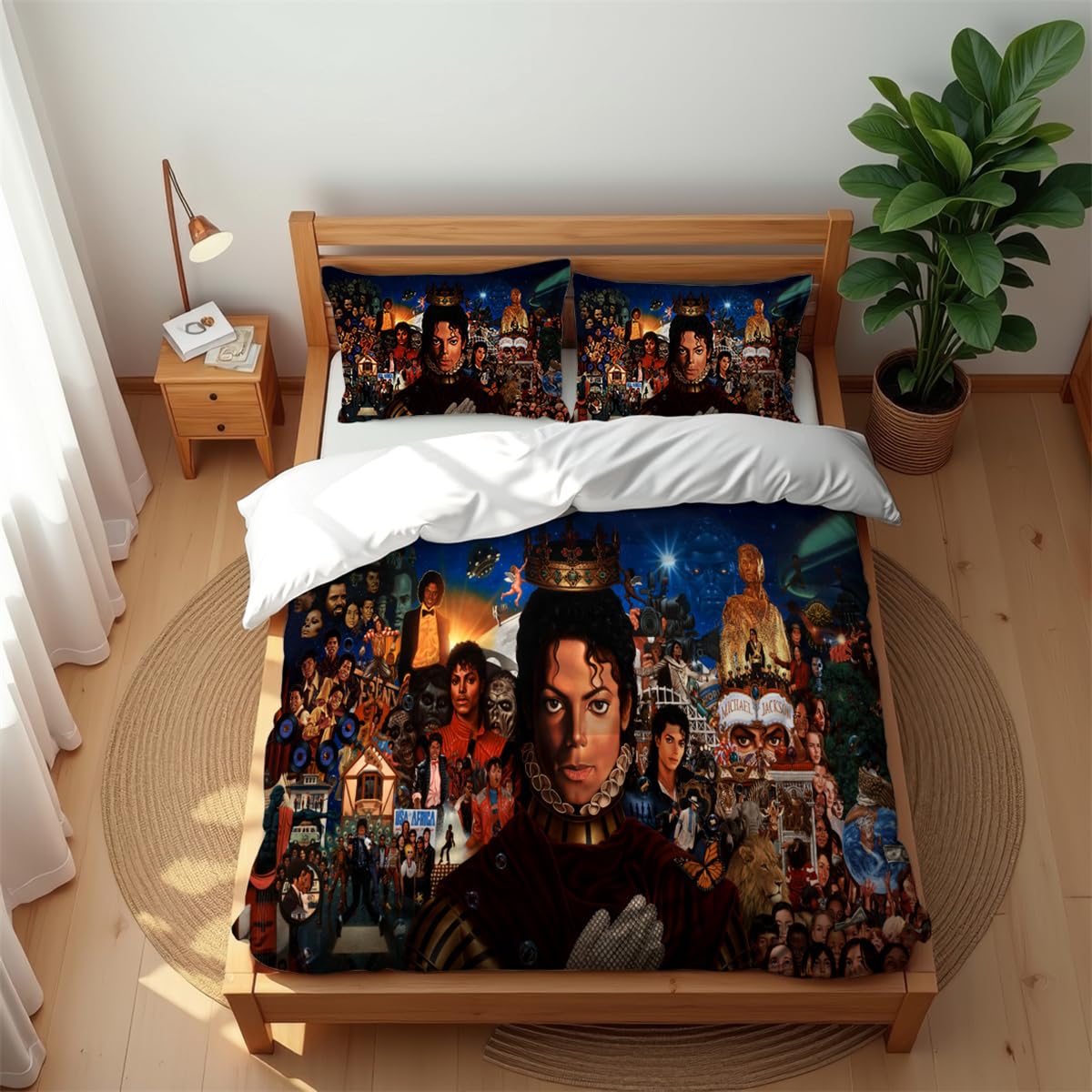 Ste-X Luxury Breathable Bedding Set Michael Jackson 210TC Cotton Soft Cool Summer Warm Winter Comfort Anti-mite (MJ 03,220x230cm(King))
