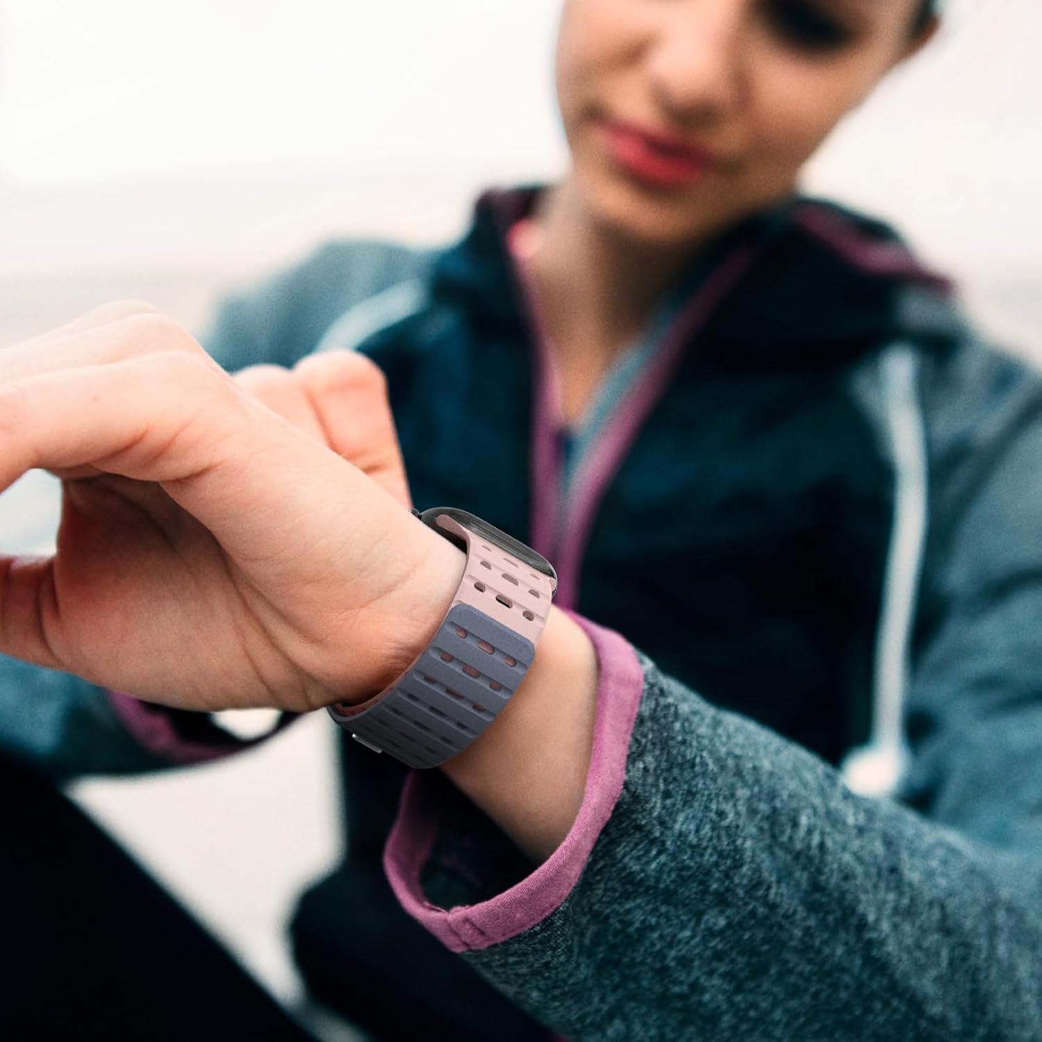 Magnetic Silicone Sport Strap for Apple Watch Band 38mm 40mm 41mm 42mm(Series 10), Breathable Waterproof Watch Bands for Women and Men, Wristband for iWatch Series 10 9 8 7 6 5 4 3 2 1