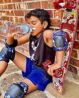 Vista 7 de Rodilleras y coderas con protectores de muñeca Simply Kids, tecnología HardSoft. Juego de equipo de protección certificado CPSIA. Rodilleras