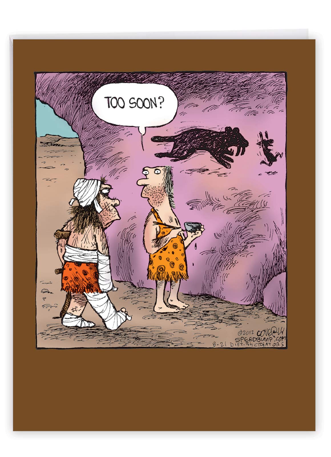 NobleWorks - Big Get Well Soon Card Funny (8.5 x 11 Inch) - Cartoon Feel Better Notecard, Humor Greeting - Caveman Drawing J6364GWG