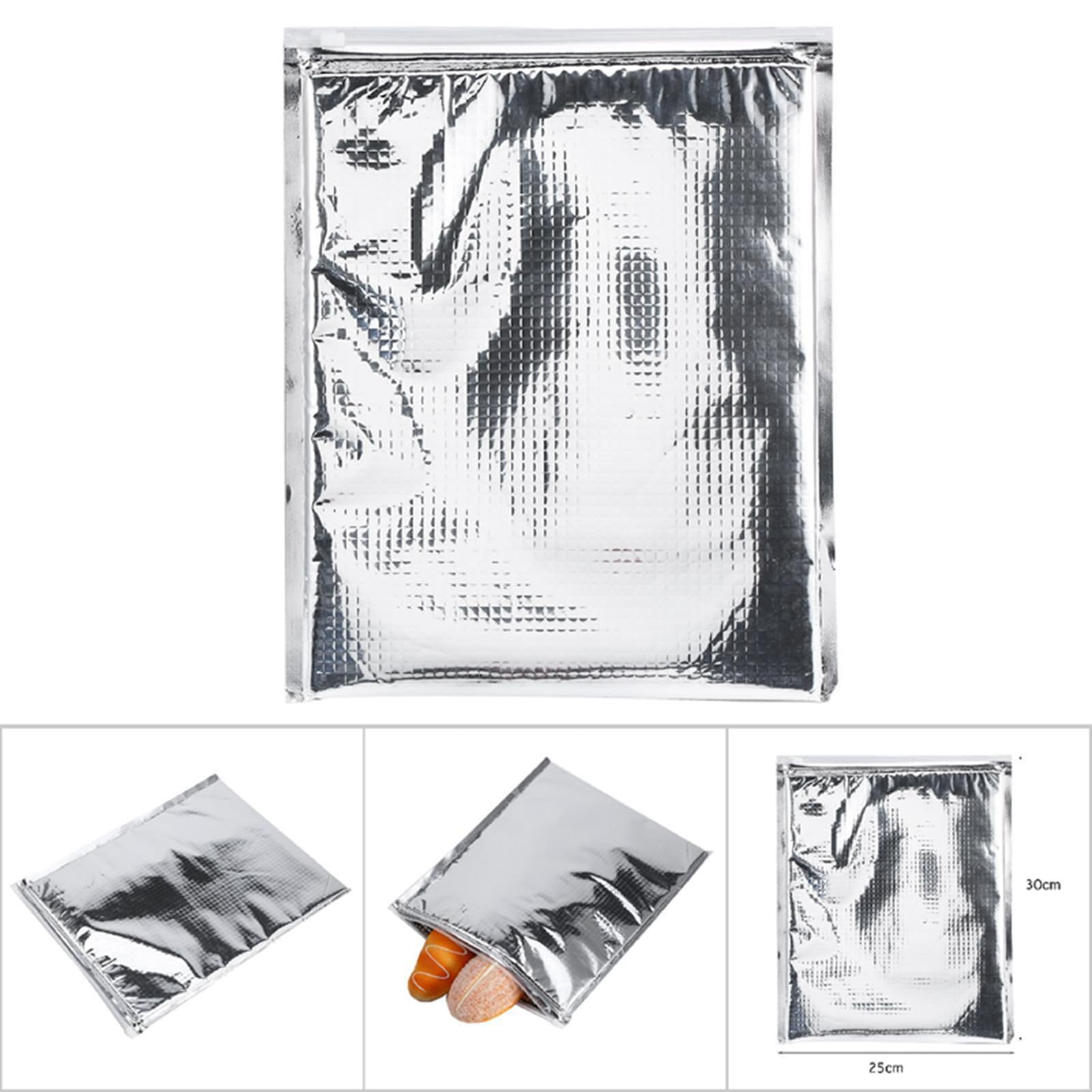 Zetiling Borse Termiche In Lamina Di Alluminio Con Cerniera | Riutilizzabili 25x30 Cm, Isolanti Per Alimenti, Picnic E Pranzo - 3