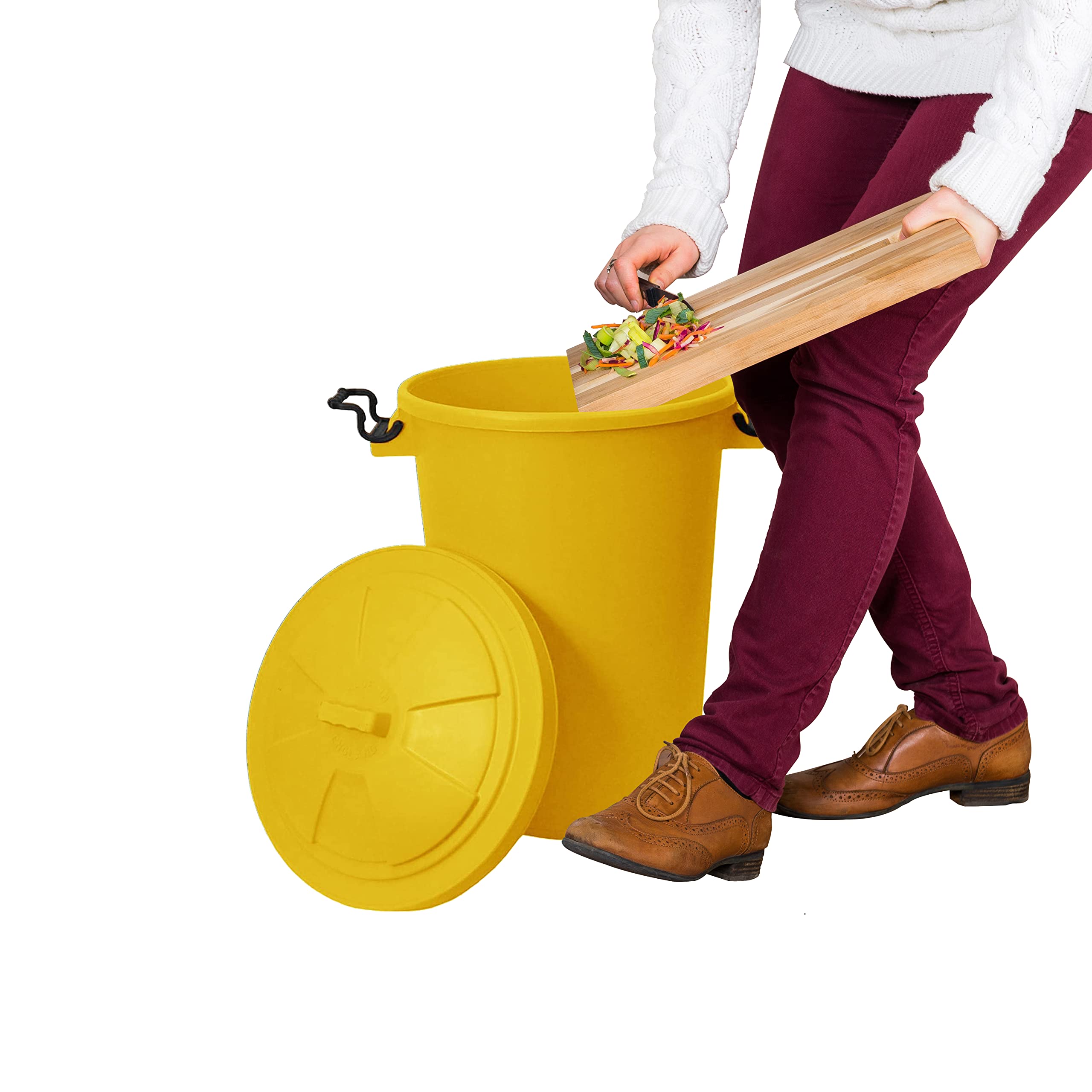 50L Litre Large Heavy Duty Plastic Bin Dustbin, Storage Unit with Locking Lid/Swing Bin Recycling Kitchen Waste Bin Rubbish Waste Animal Feed For Office Home Garden Bathroom (Dustbin, Yellow)