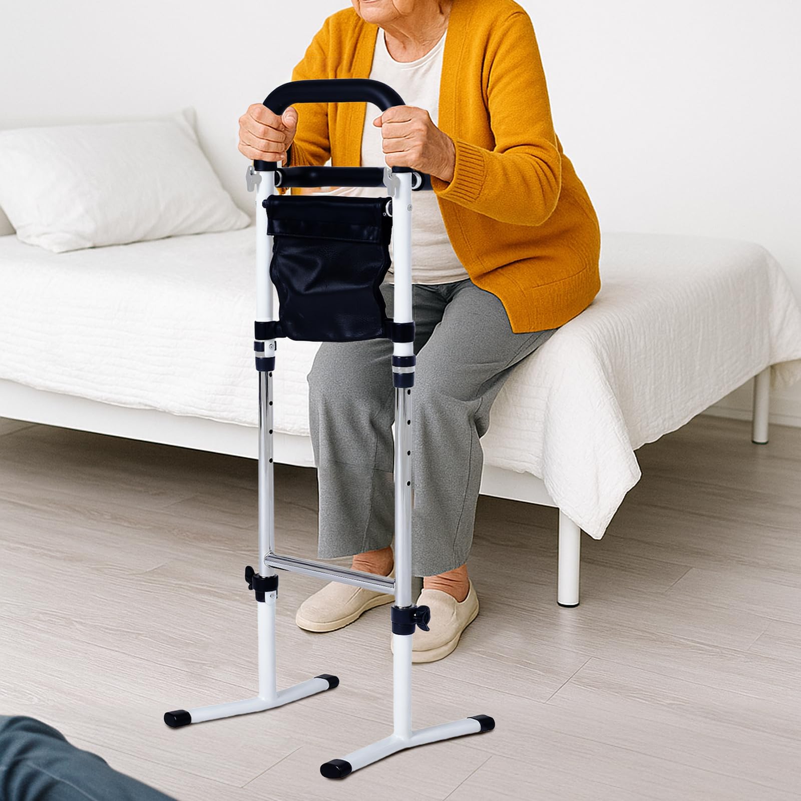 Ayuda para Levantarse para Personas Mayores, Ayuda para Levantarse de la Cama, Ayudante Móvil Ajustable para Levantarse, 5 Ajustes de Altura, Ayuda de Pie para Cama, WC, Sofá, Capacidad de Carga 150KG