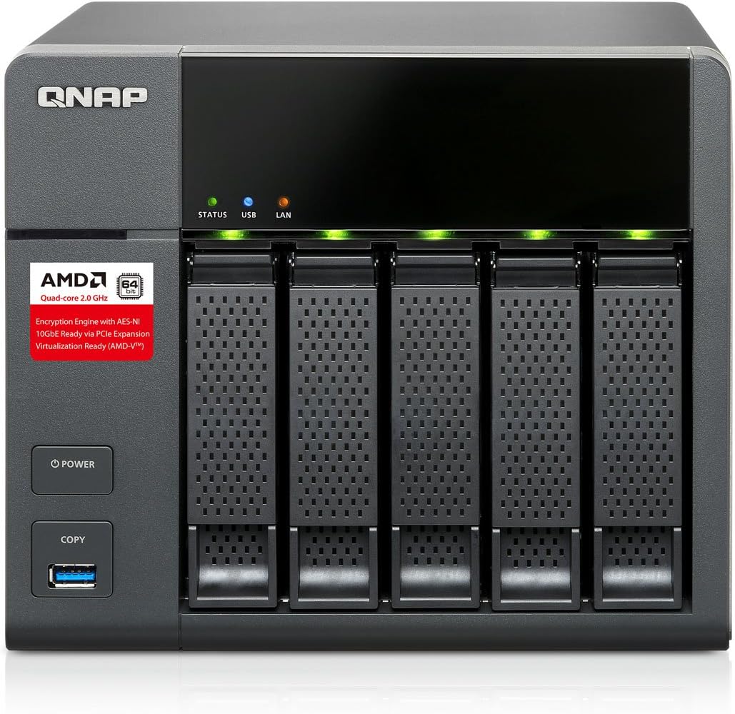 QNAP TS-563-8G 5-Bay AMD 64bit x86-based NAS, Quad Core 2.0GHz, 8GB RAM, 2 x 1GbE, 10G-ready