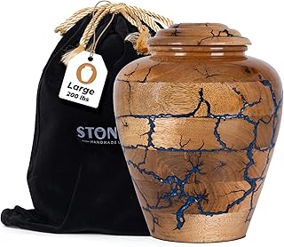 Wooden Cremation Urns for Human Ashes Adult Male 200 Cubic Inches - Urns for Ashes for Women & Men - Blue Urn for Adult Male - Decorative Urns - Burial and Funeral Urn - Blue, Large 200lbs