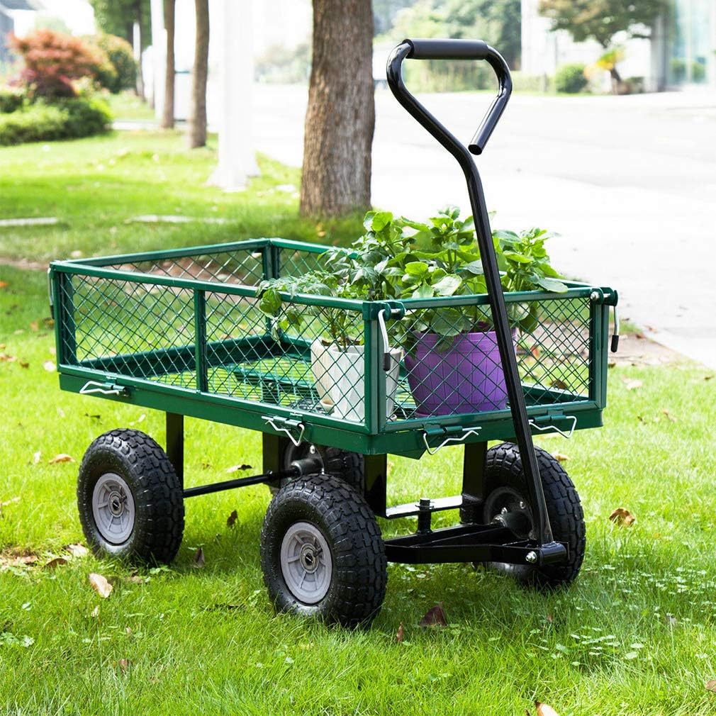 Buy Garden Carts Yard Dump Wagon Cart Lawn Utility Cart Outdoor Steel Heavy Duty Beach Lawn Yard