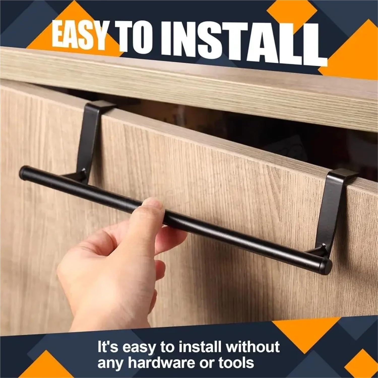 1-2PCS Door Towel Rack Over Cabinet Dish Kitchen Hanging Holder Stainless Steel Punch-Free Rag Hanger(2PCS 23CM Silver)