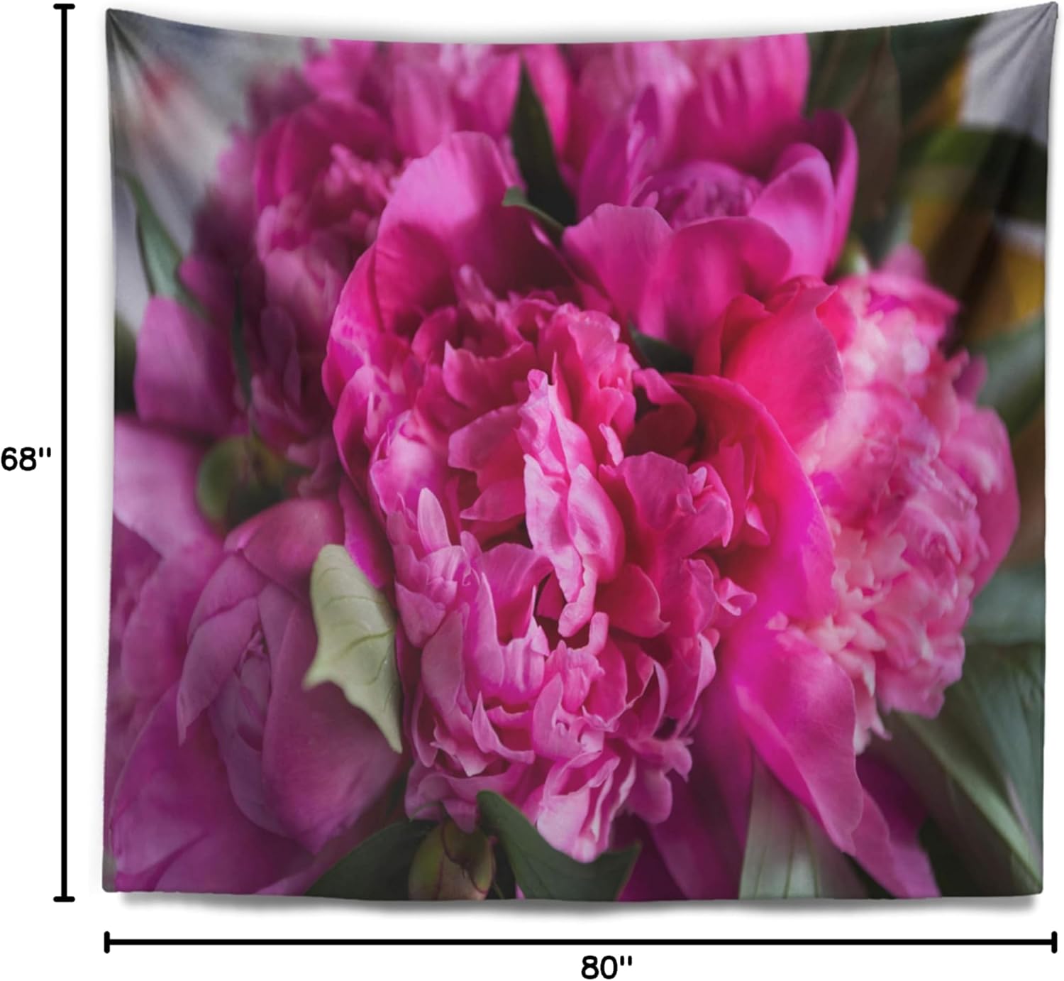 Designart ' Pink Peonies on Wooden Background' Flower Tapestry Blanket Décor Wall Art for Home and Office X-Large: 80 in. x 68 in