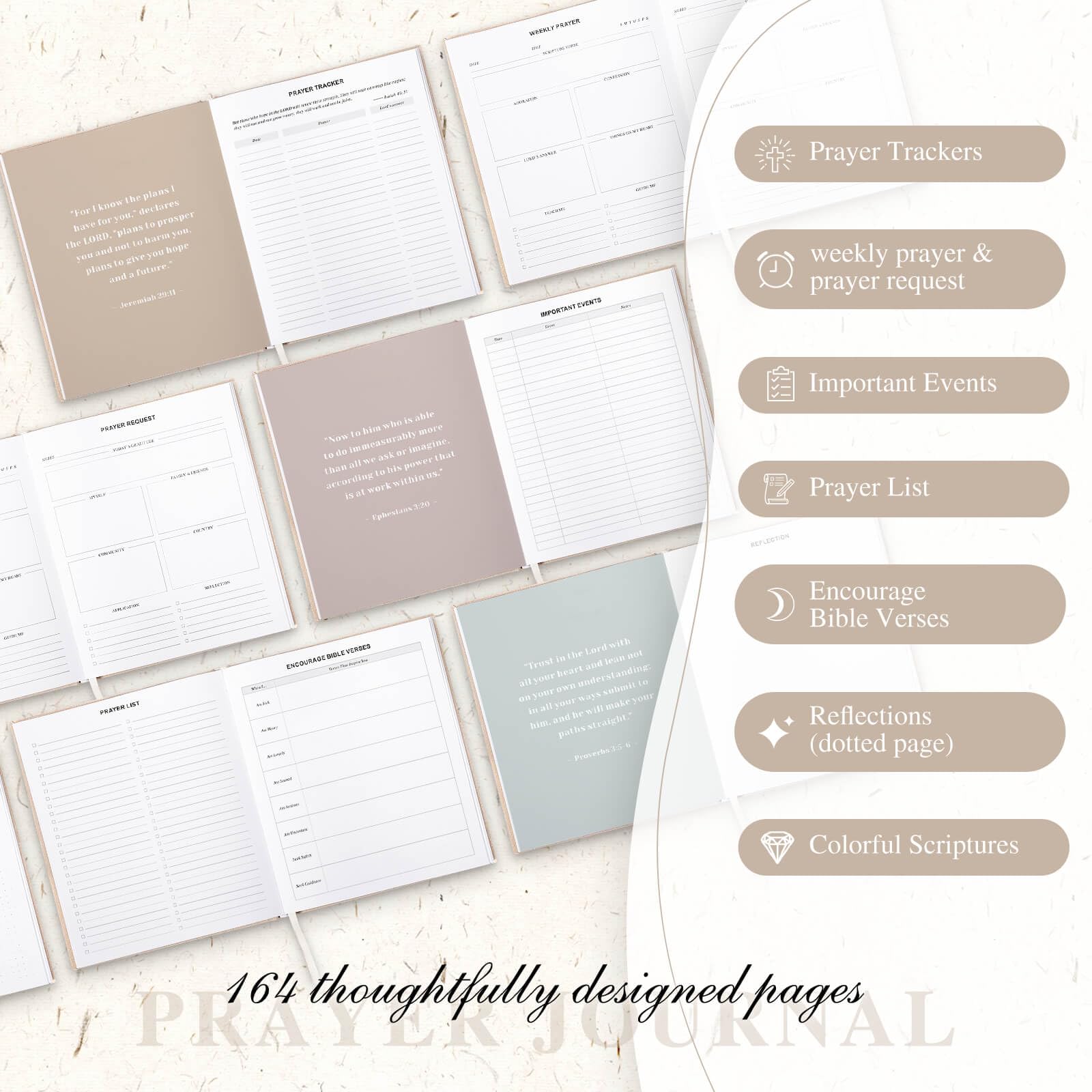 Lanpn Bible Prayer Journal for Women Men 68 Weeks Linen Bible Study Journal Christian Prayer Notebook Planner with Scripture Verse - Image 4