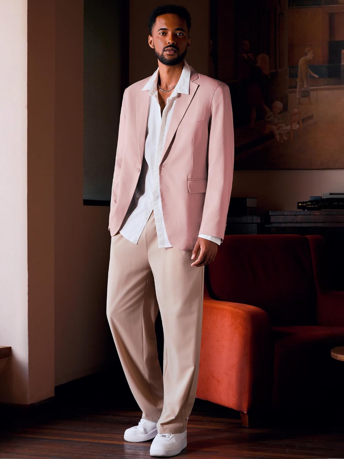 MAGE MALE Men's One Button Suit Jacket Elegant Solid Color Blazers Slim Fit Lightweight Sport Coats Blazer - Image 6