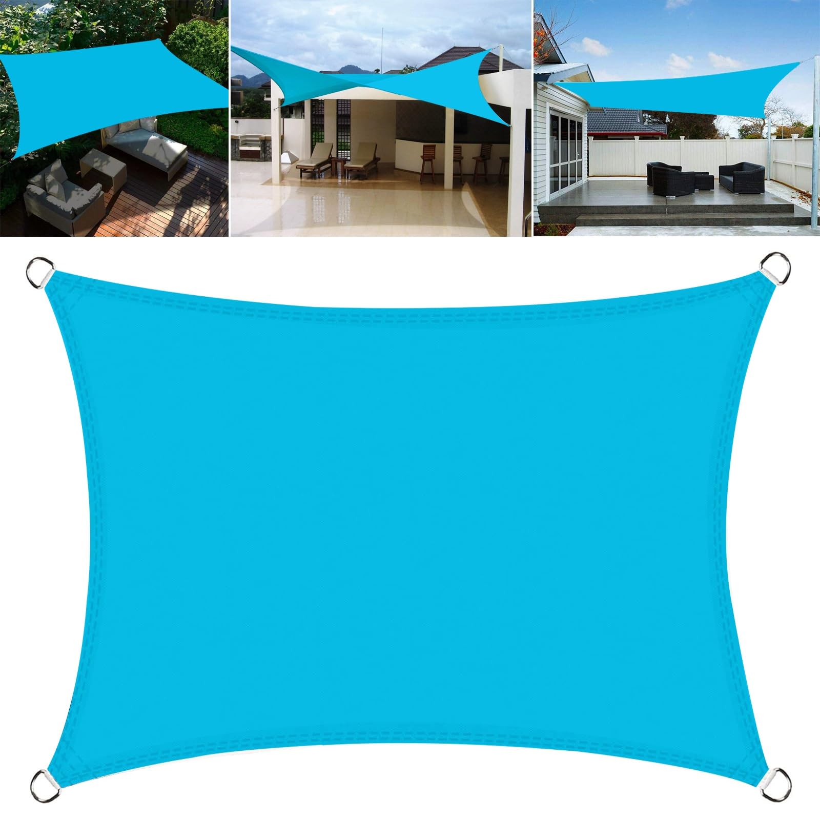Voile d'ombrage rectangulaire 3.5x6.5m bleu ciel Sunsail pour grand patio et jardin