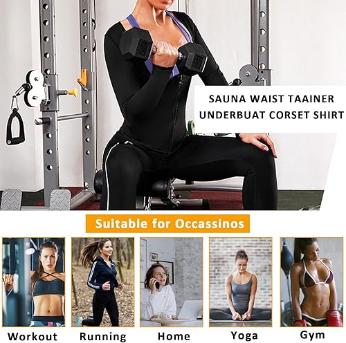 Miniatura 6 de Camiseta de traje de sauna para mujer, pérdida de peso, sudor, cintura, entrenamiento, compresión, camiseta sin mangas, moldeador de cuerpo