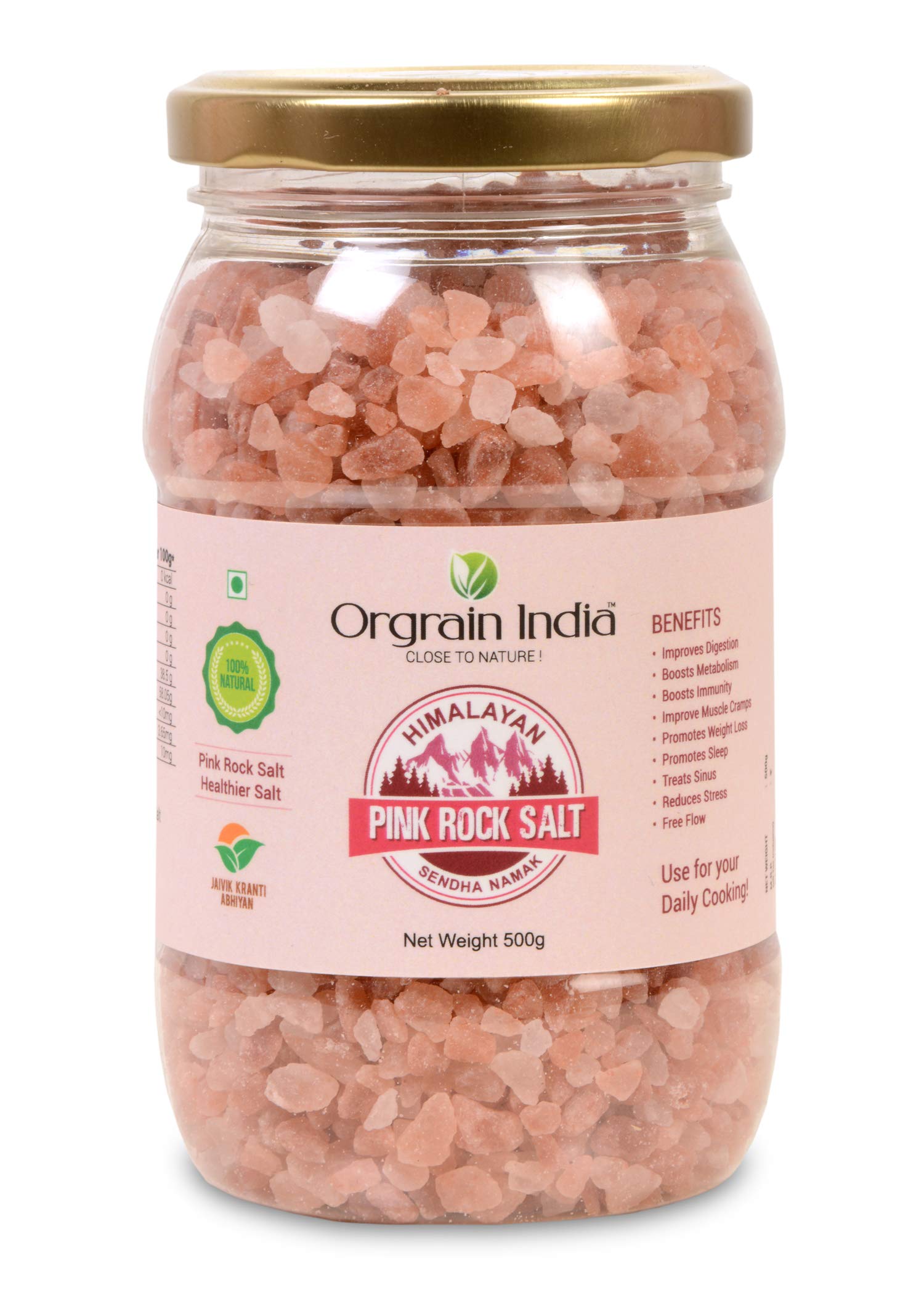 Orgrain India Himalayan Pink Rock Salt Coarse Grain, 1kg (Pack of 2*500g) | 80+ Minerals | Trace Elements | Healthy Cooking | No Adulteration (B08TJ17WF3) Amazon Price History, Amazon Price Tracker