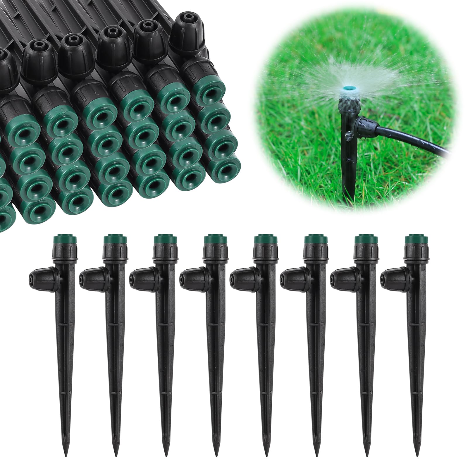 Photo 1 of  Leak-Proof Drip Irrigation Emitters Sprayers for 1/4" Tubing, with Lock Barbed Adjustable 360 Degree Water Flow Drippers Sprayer for Garden Watering System. (50pcs-360 Degree Sprayer)