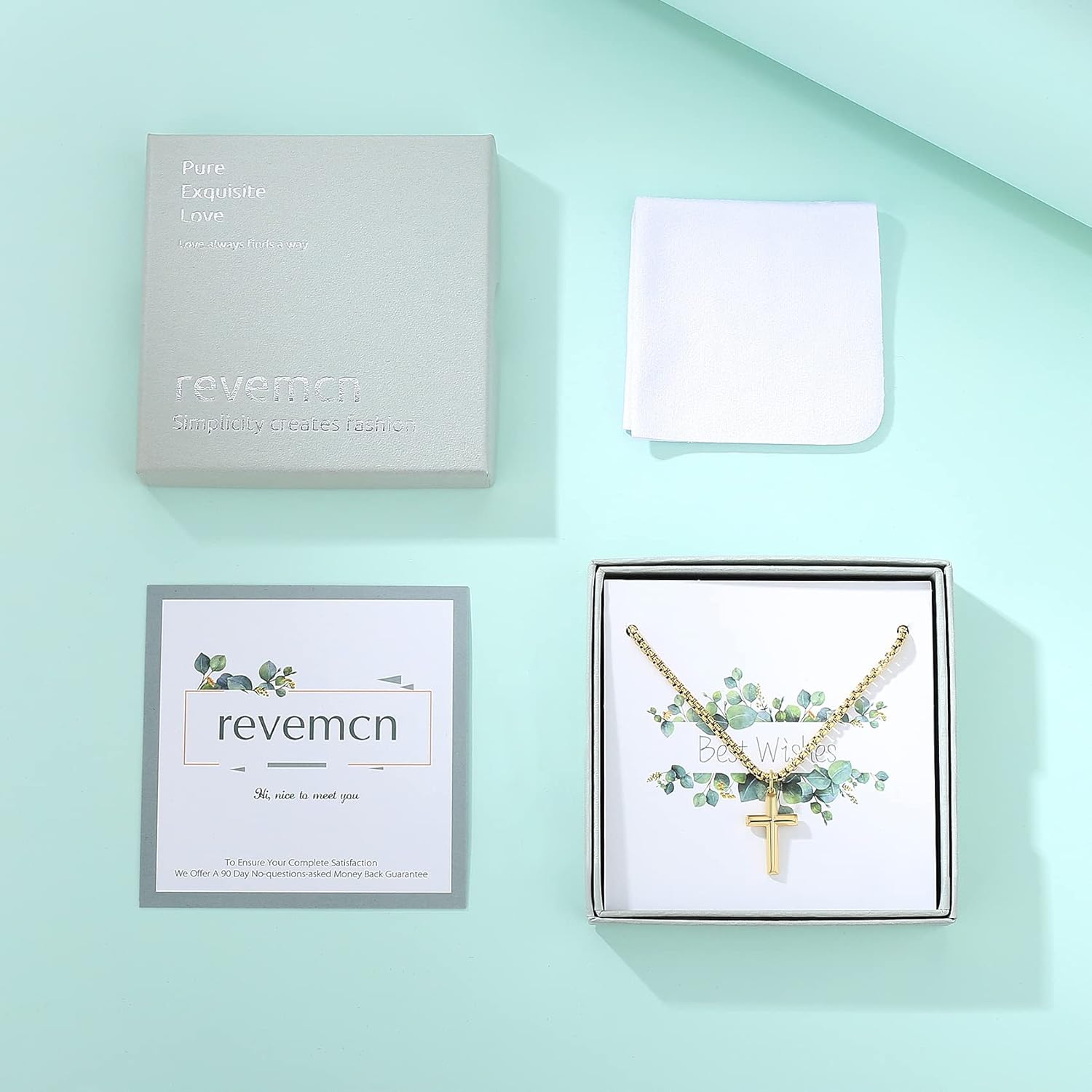 REVEMCN Black Gold Silver Cross Necklace for Boys Stainless Steel Mens Cross Pendant Chain Necklace for Men Women Religious Jewelry Gifts for Boys Girls Chain 16-24 Inches - Image 7