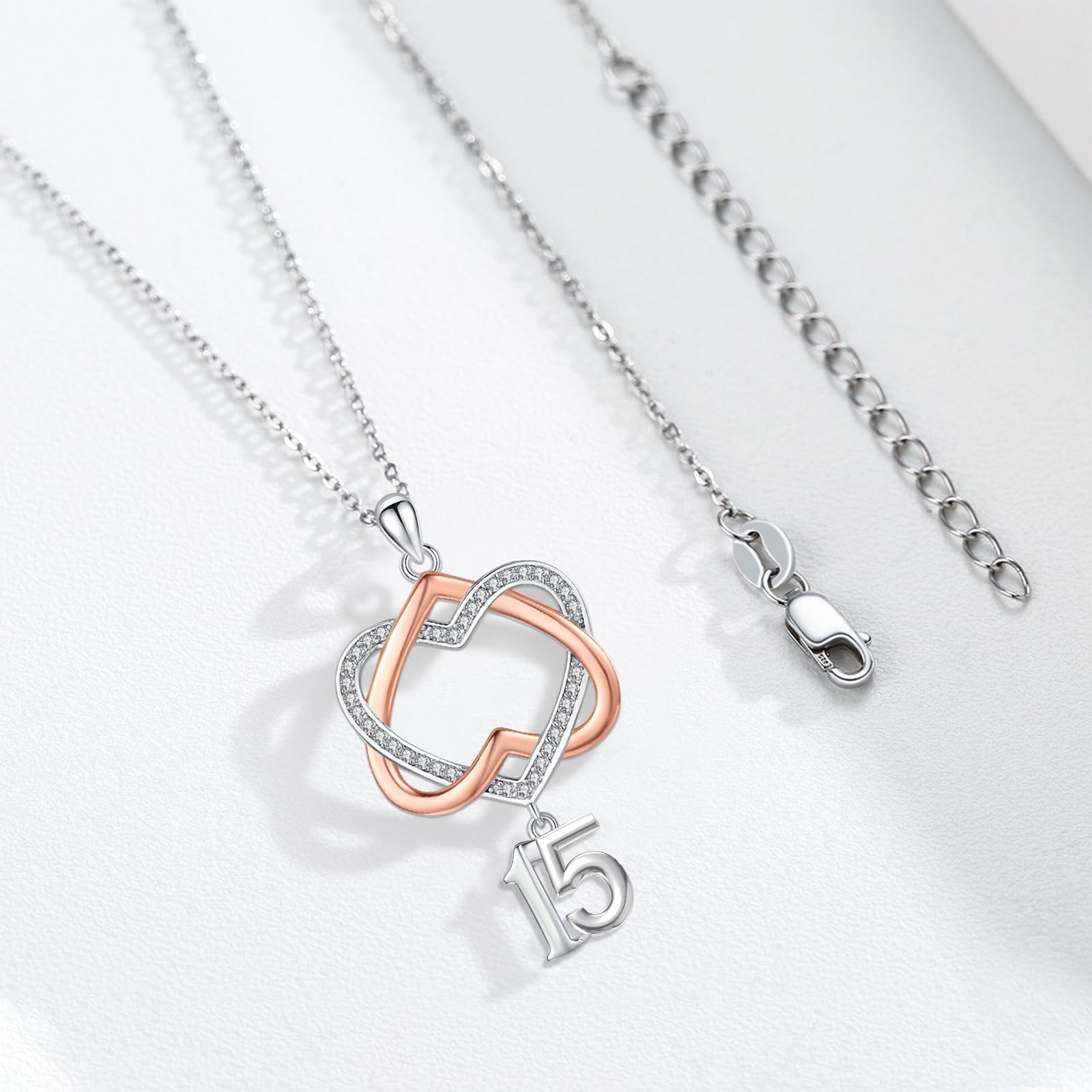 Regalos de cumpleaños número 15/15 regalos para niñas e hijas, collar de plata de ley 925 para mujer, novia, hermana, día de la madre, Navidad, aniversario, 21*33MM, Plata de ley, No es una