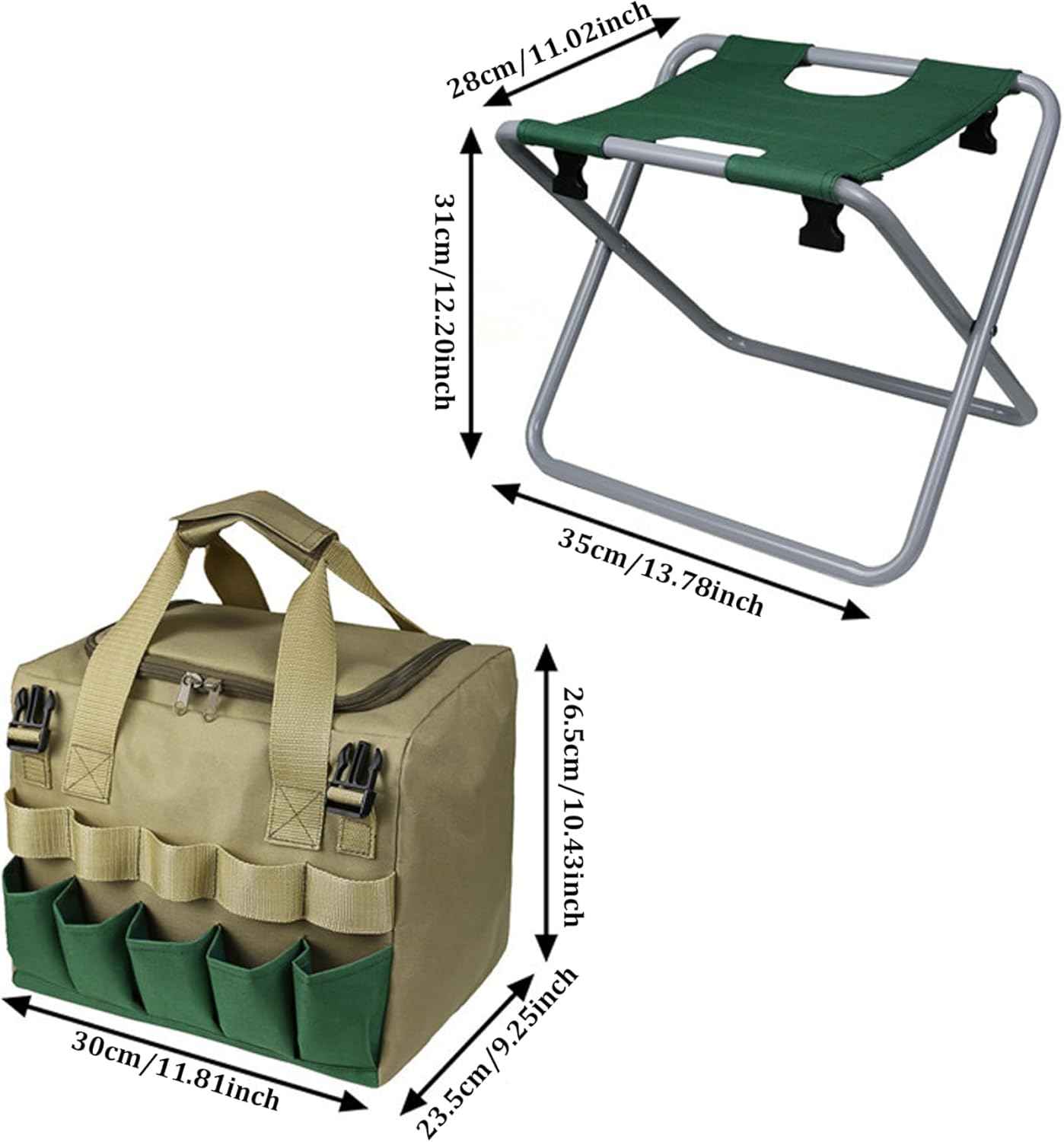 Garden Stool, Folding Garden Seat with Detachable Storage Bag, Multi-Pocket Gardening Bench, Portable Zipper Gardener Tool Seat for Adults Tools Gardening Tools