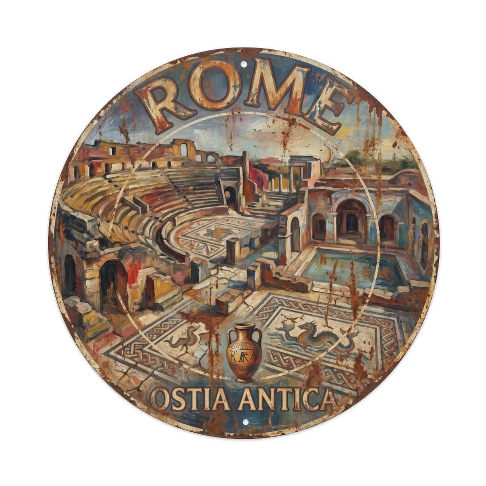 Rome Italy Ostia Heritage City Travel Classic Metal Tin Sign