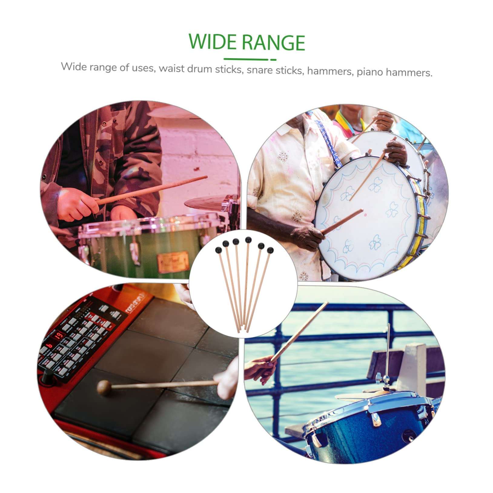 HANABASS 6Pcs Tongue Drum Mallets Marimba Sticks for Percussion Instruments Lightweight Durable Design for Beginners Balanced Craftsmanship for