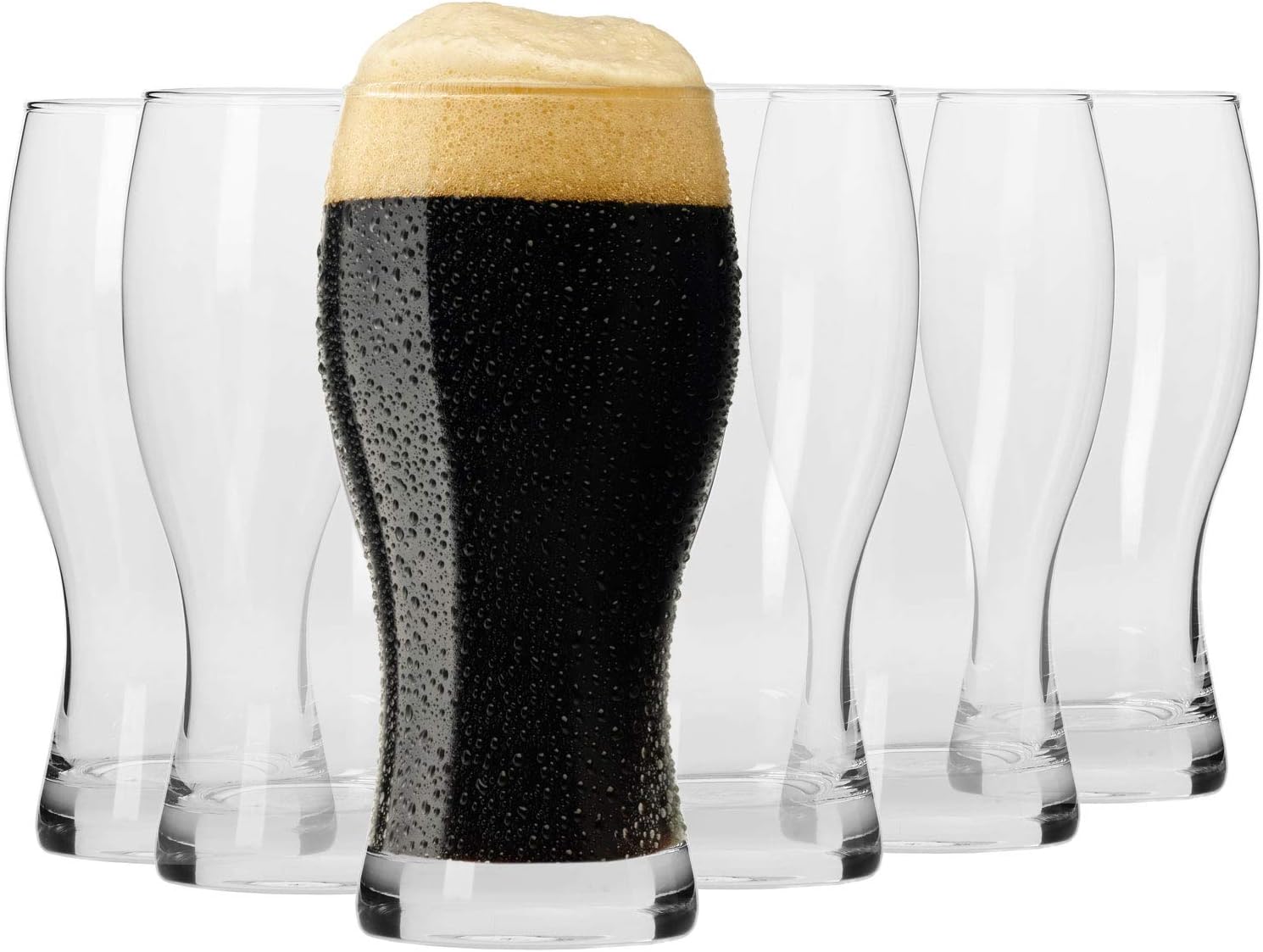 KrosnoDark Beer Pint Glasses | Set of 6 Pieces | 500 ML | Elite Collection | Craft Beer Guinness Glass Cups | Ideal for Home, Restaurant, Bar & Kitchen | Dishwasher Safe Drinking Glasses