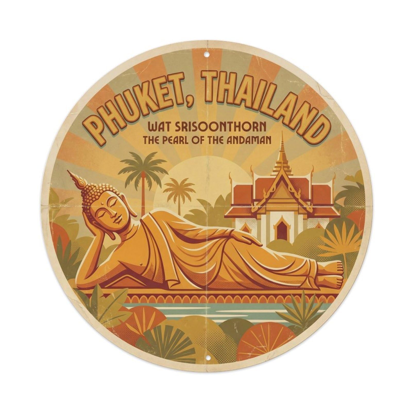 Phuket Sri Sunthon Temple Buddhist Heritage Sacred Metal Tin Sign
