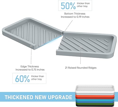 Miniatura 2 de Bandeja organizadora de fregadero de silicona, color WHWHH, unisex, paquete de 2