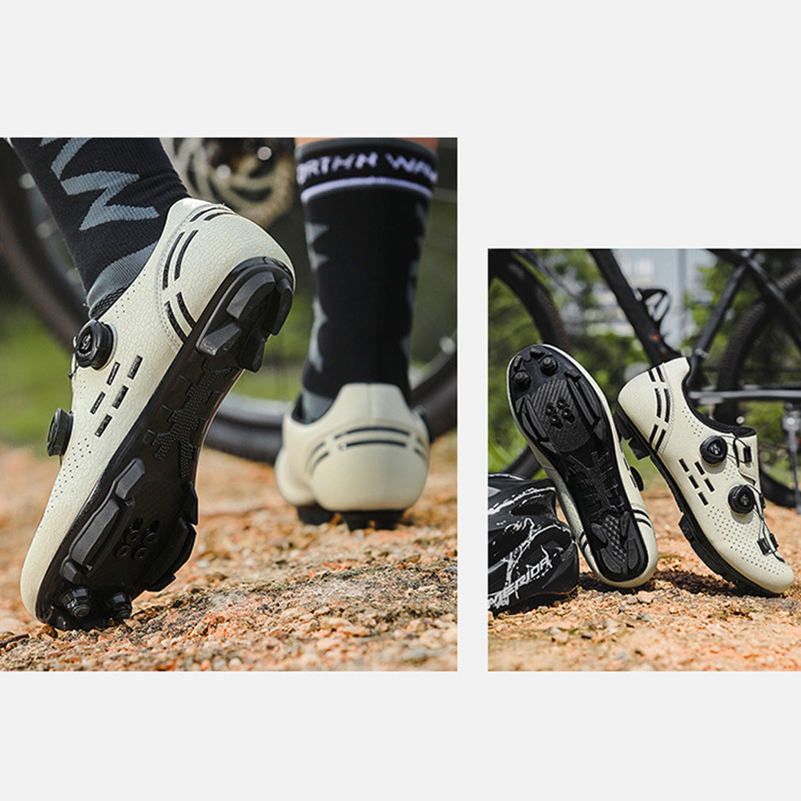 Zapatillas de Ciclismo Montaña para Hombre, Zapatos Bicicleta de Carretera Exterior MTB Compatible con SPD Pedales 2 Tornillos con Calas Respirables Antideslizantes
