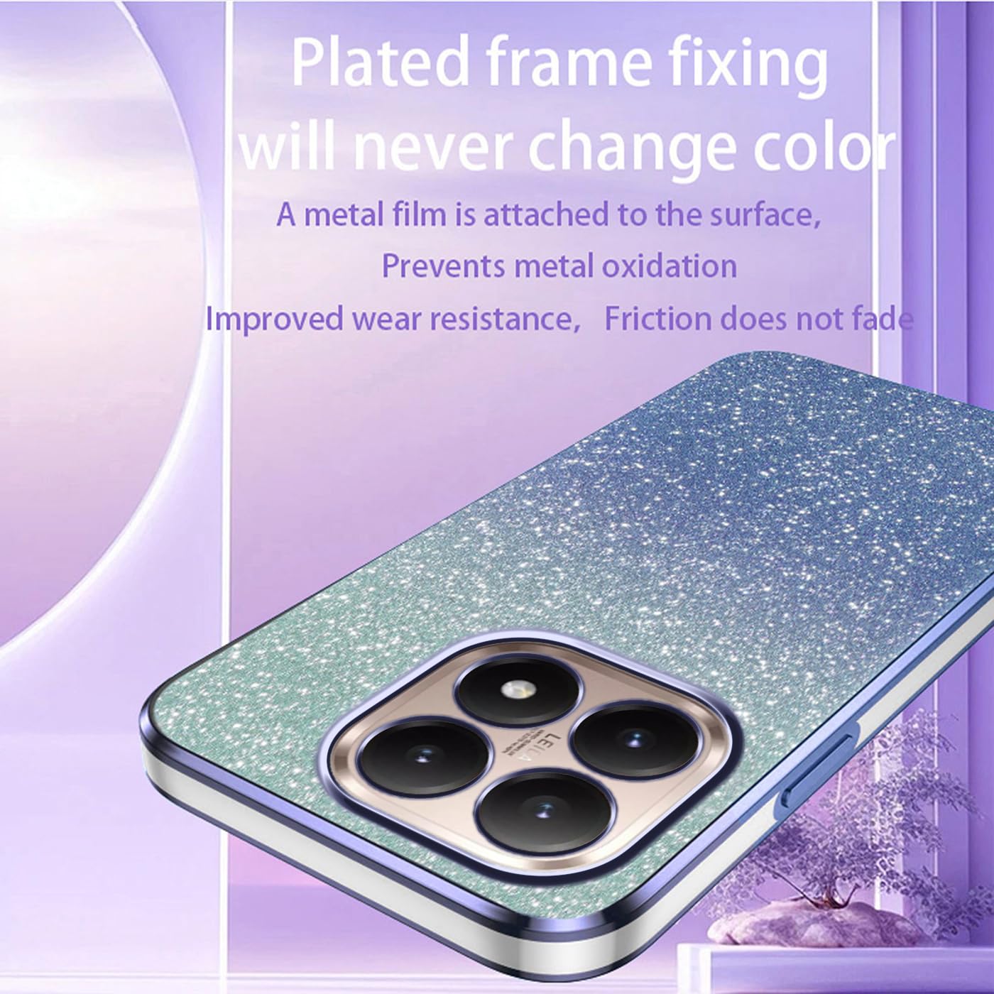 PanXCase Glitter Cover per Xiaomi 15T - Custodia Trasparente Bling Disegni Elegante Brillantini Ultra Sottile Antiurto Ragazza Donna Cover (Rosa