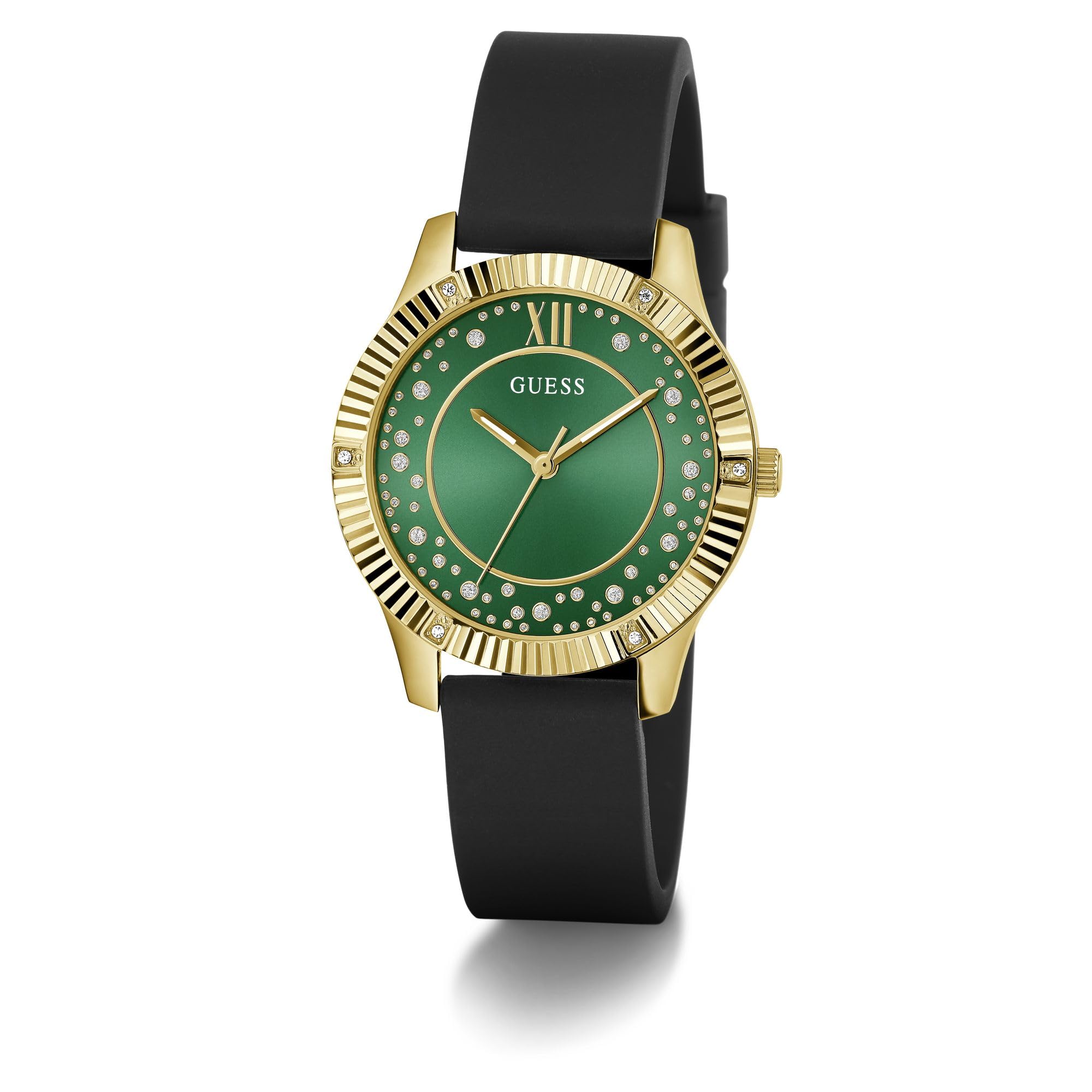 GUESS Silicone Womens Analog Green Dial Womens Watch-Gw0766L3, Band Color Black (B0D9QFBGBX) Amazon Price History, Amazon Price Tracker