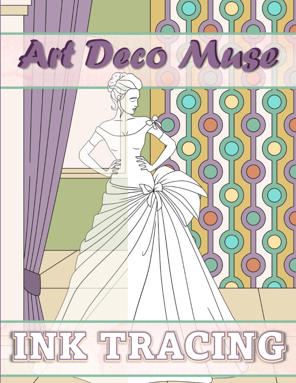 Art Deco Muse Ink Tracing: Featuring Black & White Line Art and Watercolor Outlined Designs for Double the Creativity