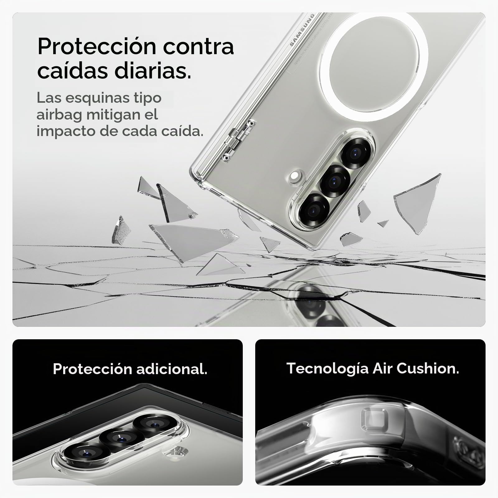 Spigen Funda Ultra Hybrid Pro MagFit para Samsung Samsung Galaxy Z Fold 7 | Compatible con MagSafe, Transparente