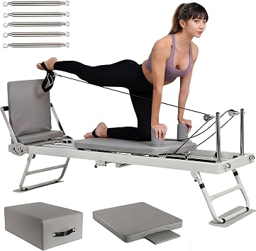 Pilates Machine, Home Folding Pilates Reformer Core Bed Training Machine, Pilates Exercise Equipment, Pilates Sitting Box, Spring Board, Extra 5 Stainless Steel Springs