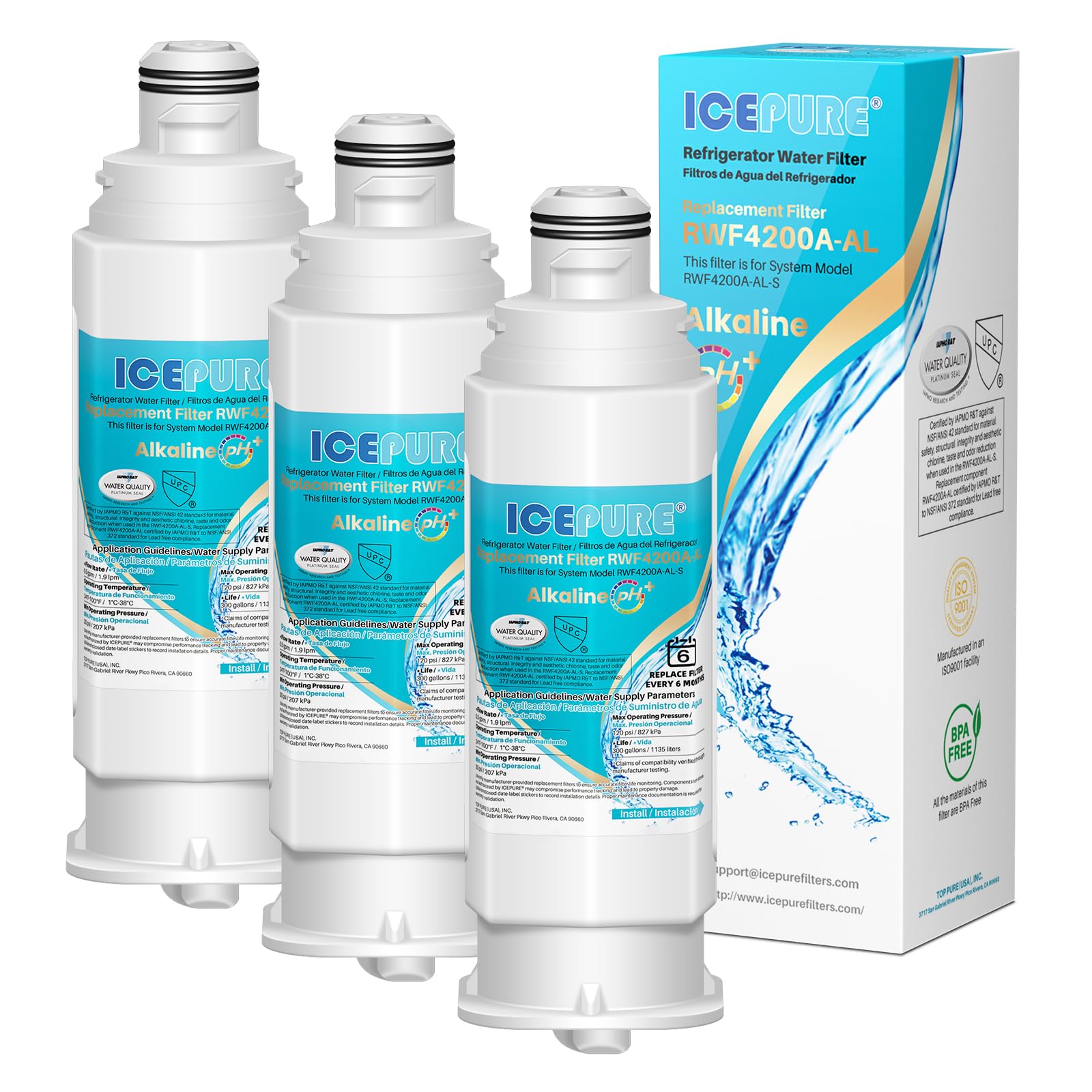 ICEPURE Alkaline Filter Replacement for Samsung DA97-17376B HAF-QIN, 3 Pack